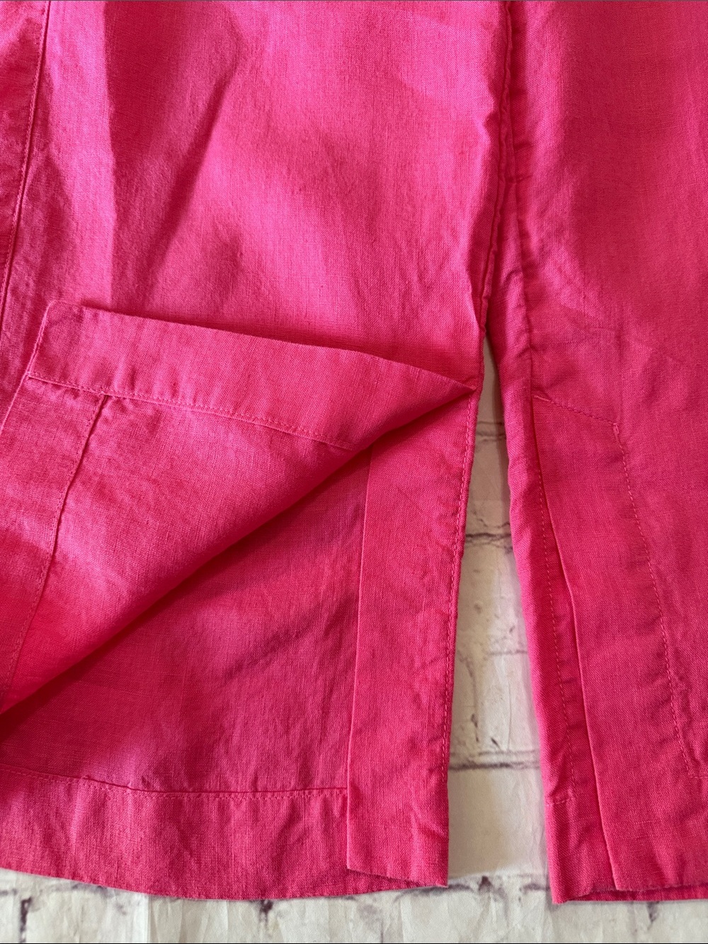 Atleta Retreat Linen Wide Leg Pant Hot Pink Size XS Pull On Split Hem - Picture 4 of 8